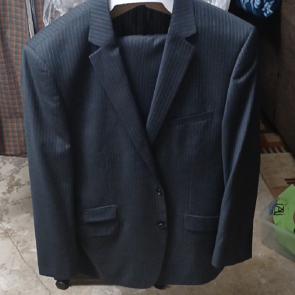 Men's Classic Grey Pinstripe 2 Piece Suit
